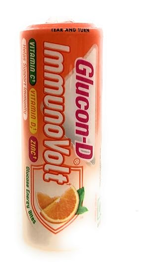 Glucon-D Immunovolt Energy Bite Tube (9 Chewable Tablets) 18gm (Orange - Pack of 20 Tubes)