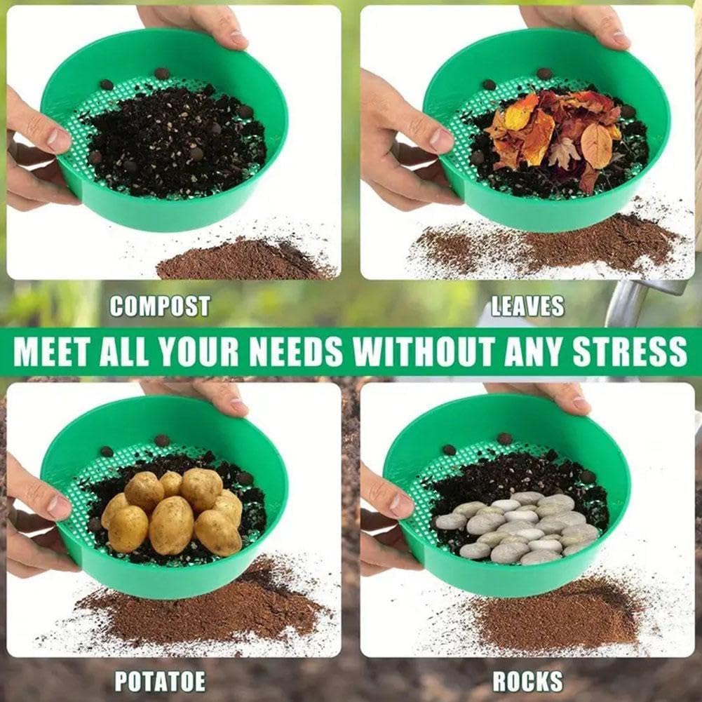 Rock Garden Sieve Soil Sifter, Round Plastic Soil Sifting Pan Sand Sifter Set, Sieves Sifting Soil, Large So Pan Sifter - Image 7