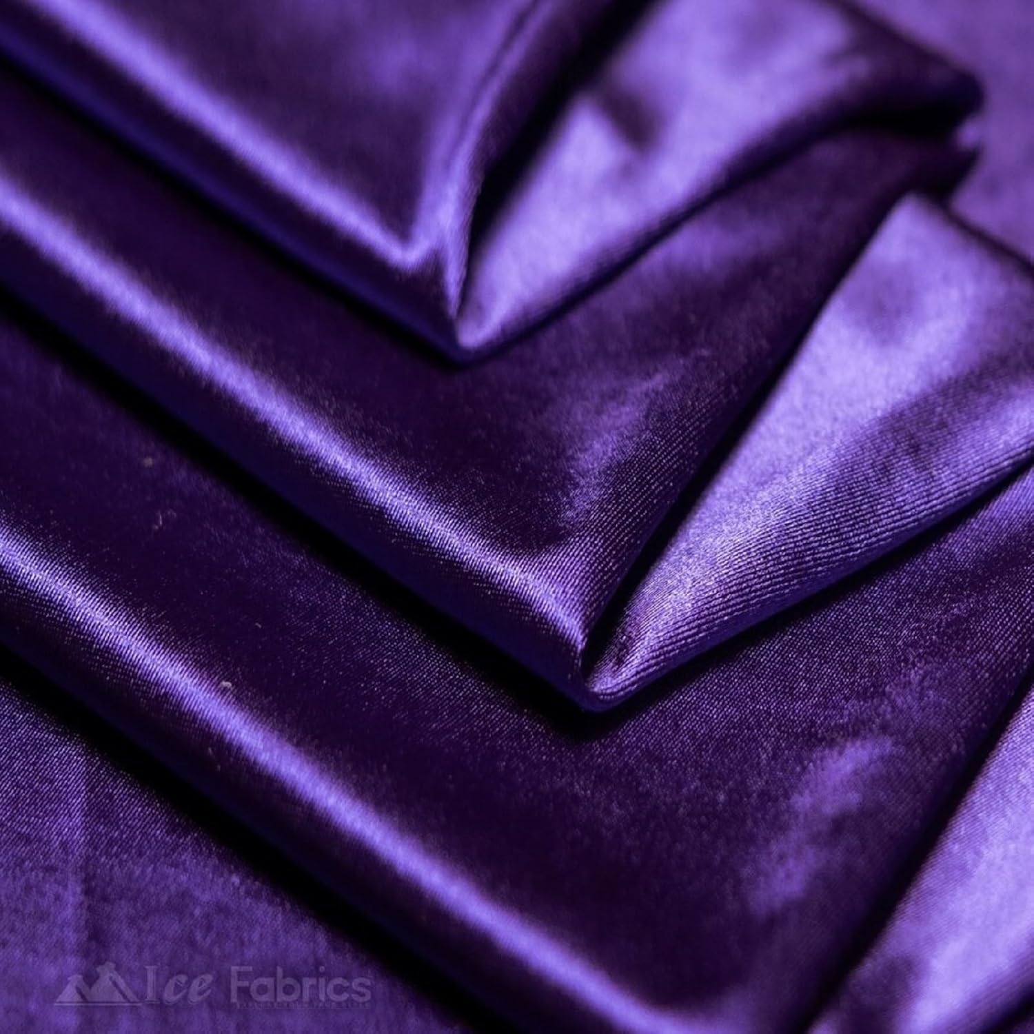 Ice Fabrics 4 Way Stretch Silky Spandex Satin Fabric by The Yard - 60" Wide Shiny Satin Spandex Fabric for Dresses, Active Wear, Yoga Pants, Table Cloth - Thick and Heavy - Purple - 3 Yards