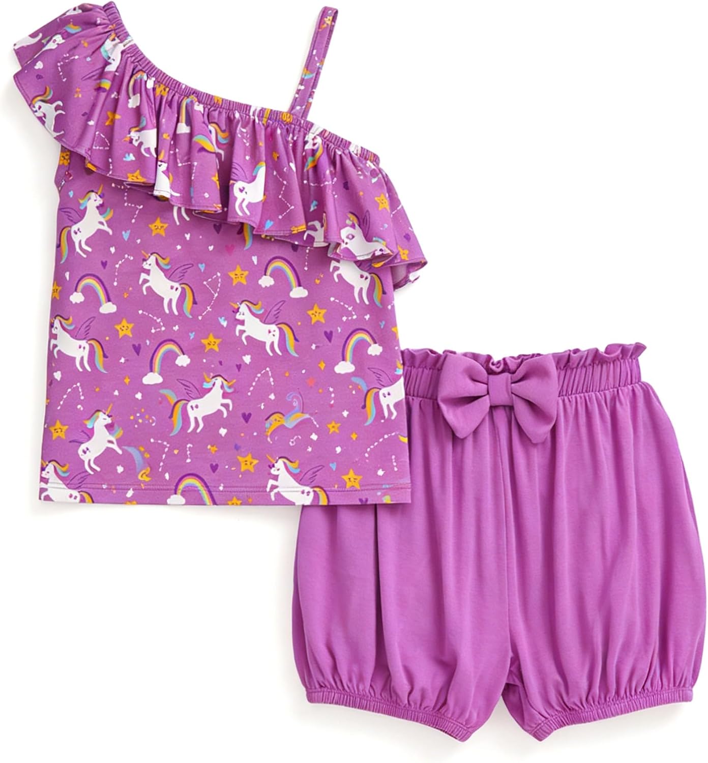 Toddler Girls Short Sets​​ Bamboo Viscose Cloud-Soft Comfort​​ Playful Vacation Style Suummer 2 Piece Outfits