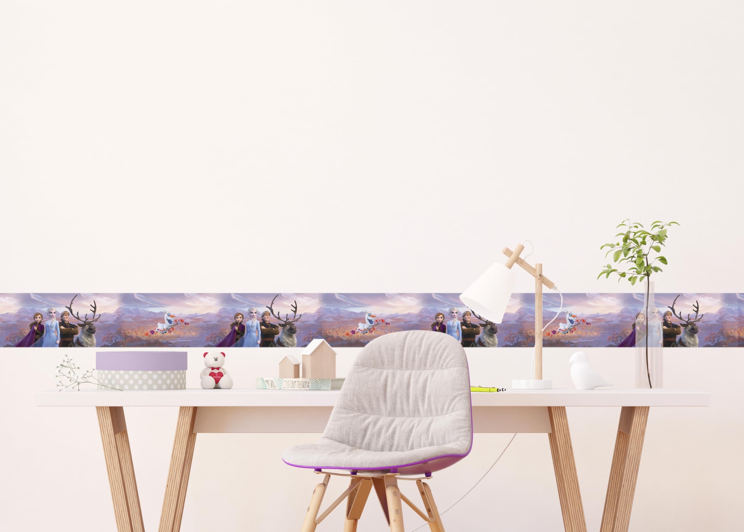 AG Design Elsa - Cenefa Decorativa de Pared para habitación Infantil (5 m x 10 cm), diseño de Frozen 2, diseño de Frozen 2, 0,1 m, Multicolor