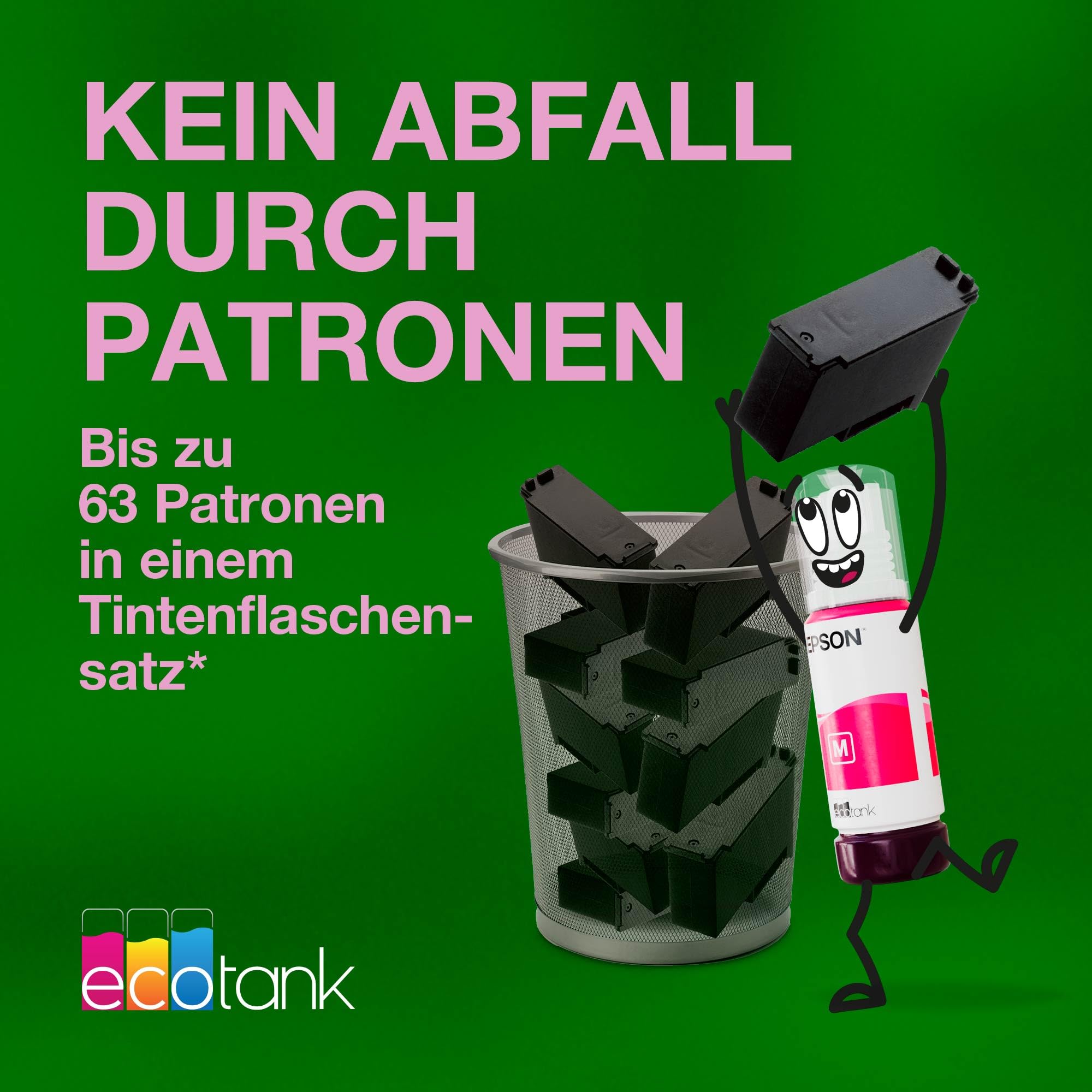 Epson EcoTank ET-2922 | Für vielbeschäftigte Haushalte | Wi-Fi | A4 | Drucken, Kopieren, Scannen | LC-Display | AirPrint-kompatibel | Kompakt | Enthält bis zu 3 Jahre Tinte