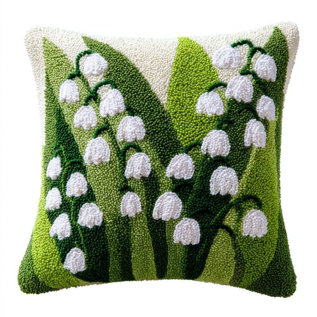Henypt Latch Hook Kits Pillow Lily of the Valley Flowers