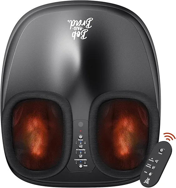 BOB AND BRAD Foot Massager with Heat and Remote,Shiatsu Deep Kneading Electric Feet Massager Machine for Plantar Fasciitis, Men Size 12 standard size with remote