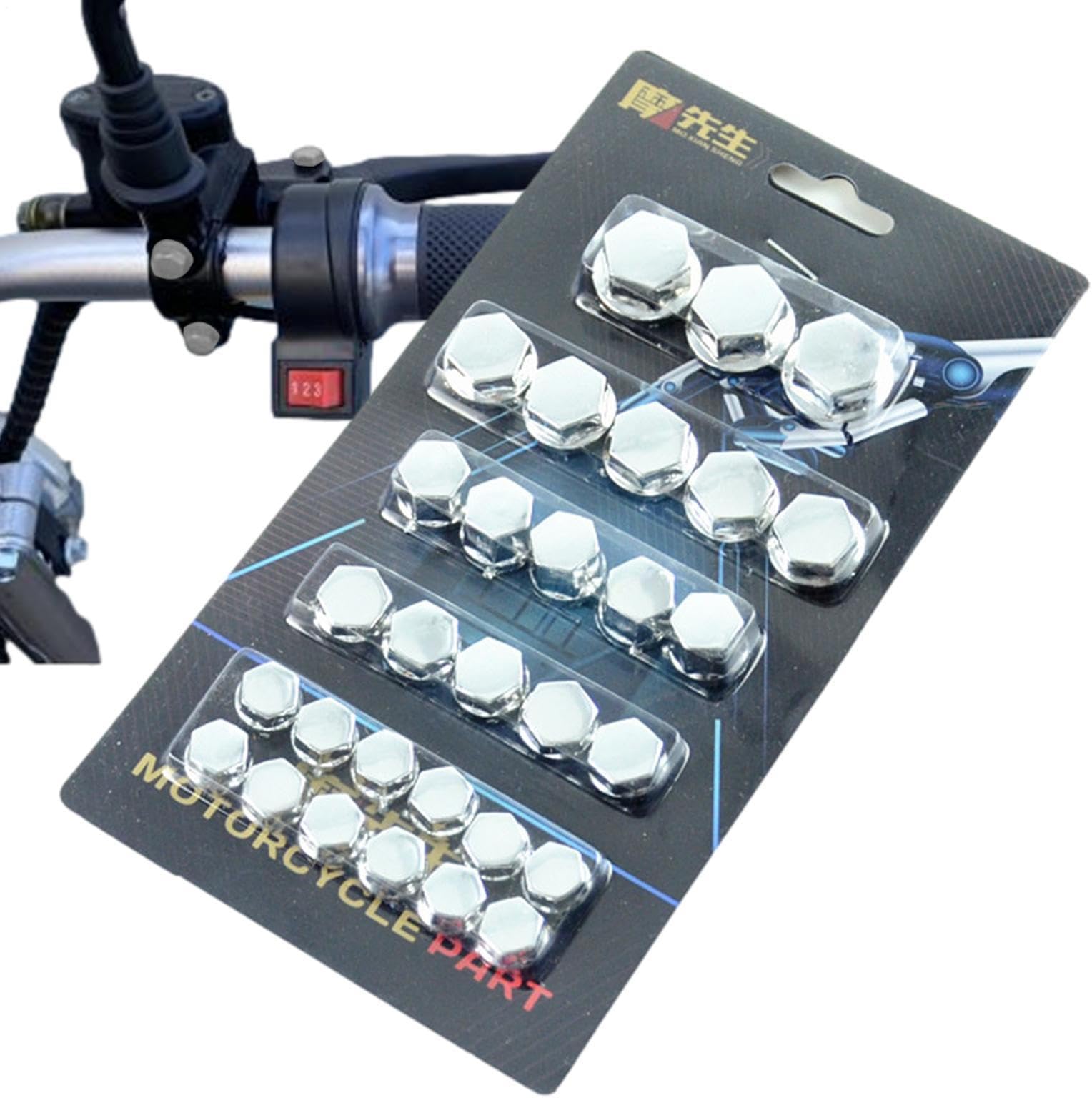 Screw Cap Cover – Polymer 30pcs Assorted Sizes | Motorcycle Head Screw Covers | Engine Bolt Caps Decorative Bolt Cap for Scooter and Motorcycle Modification Parts