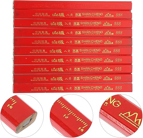 Miniatura 8 de HOMSFOU 72 Uds. Marcador de carpintería, lápices mecánicos, lápices de carpintero planos, lápices de lápiz negro duro, lápiz de marcado mecánico,