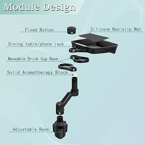 Miniatura 3 de Bandeja expansora para SUV camión con agujero de aromaterapia, bandeja de comida desmontable para automóvil con soporte para teléfono y 2
