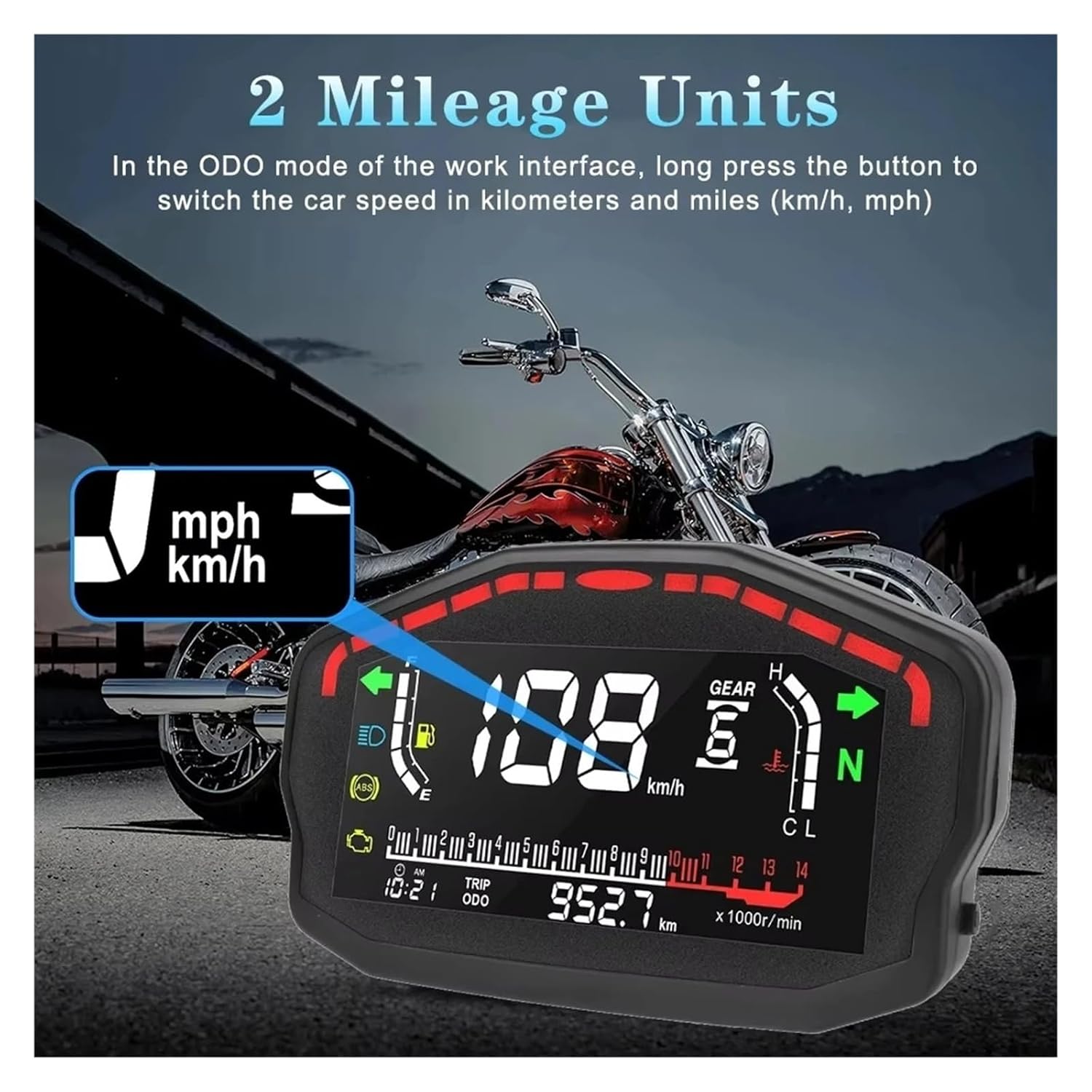 Motorcycle Speedometer Tachometer Motorcycle Speedometer Digital Odometer Speed Temperature Fuel Level Meter Gauge for HO&ND&A for YA&MAHA
