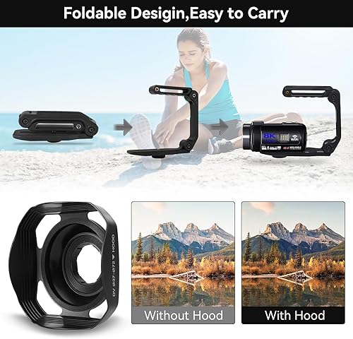 Miniatura 5 de Cámara de video, videocámara 8K de 48 megapíxeles para vlogging de YouTube con zoom digital 18X, pantalla táctil de 3” con WiFi, micrófono externo,