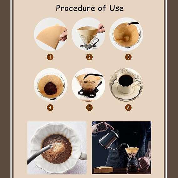 100 PCS Coffee Filter Papers, Disposable Unbleached Coffee Filters Papers Compatible with Size 02 Cone Filter Paper for Coffee Dripper Pour Over Coffer Makers (1-4 Cups), White