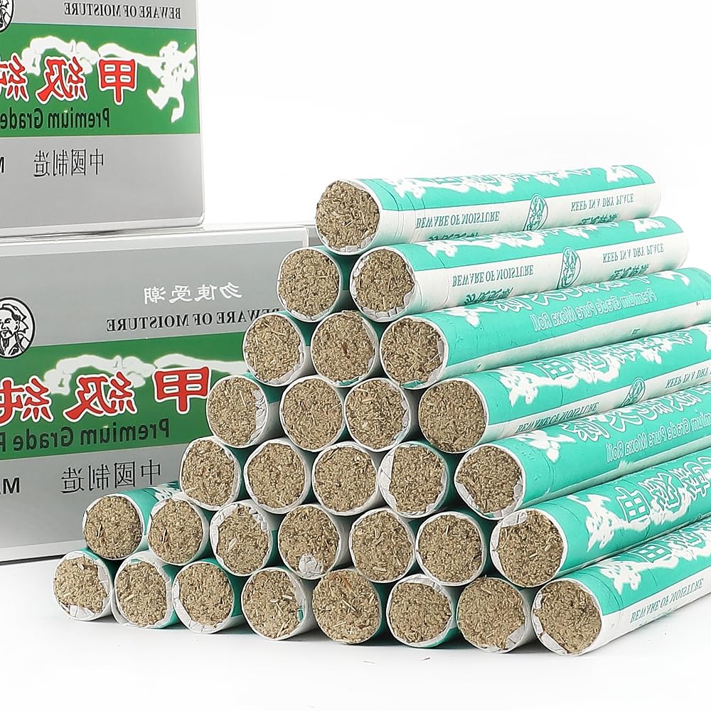 OSPNIEEK Pure Moxa Rolls, 30 Rolls Handmade Mild Moxibustion Mugwort Sticks, Natural Moxa Cones for Waist Neck Knee Back Acupoint Care, Ai Jiu 艾草条 艾灸
