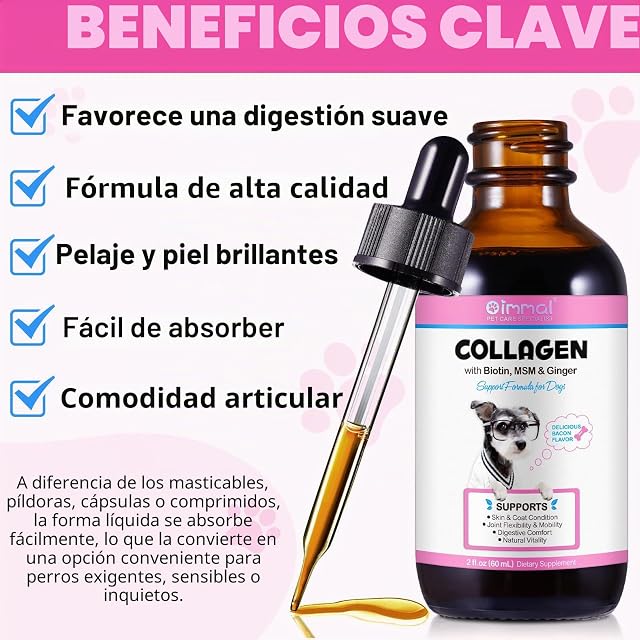 Foto 3 de 7 de Colágeno líquido para perros, Suplemento de colágeno para la piel del perro y la piel