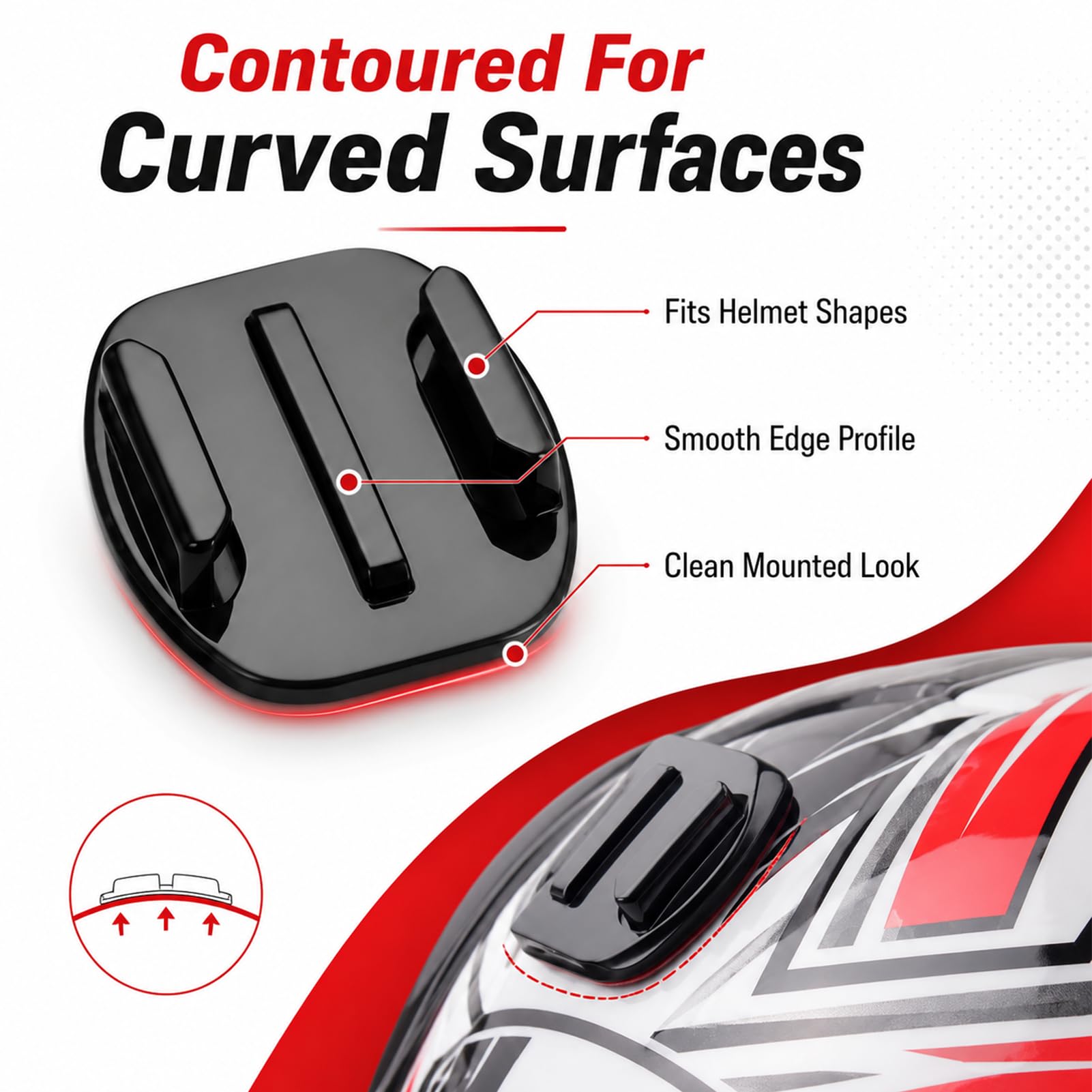 6 Stück Klebehalterung, Klebepads 3M VHB Selbstklebende Halterungen Action Kamera Gebogene Flache Montagepads Helm Fahrrad Motorrad Auto Surfboard Ski Snowboard Hero 13 12 11 10 9 8