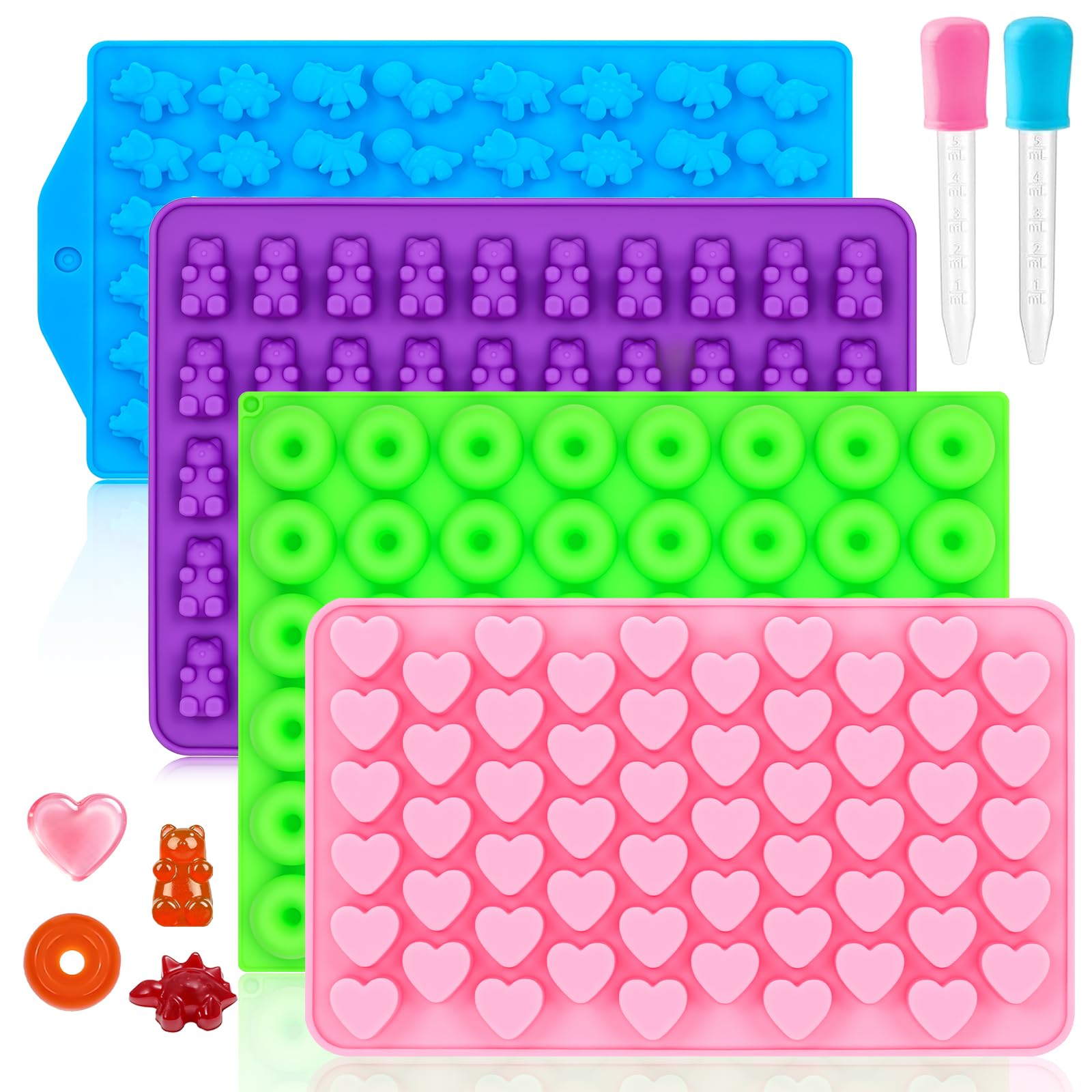 Silicone Candy Molds - Gummy Bears, Dinosaurs & Fruit -17