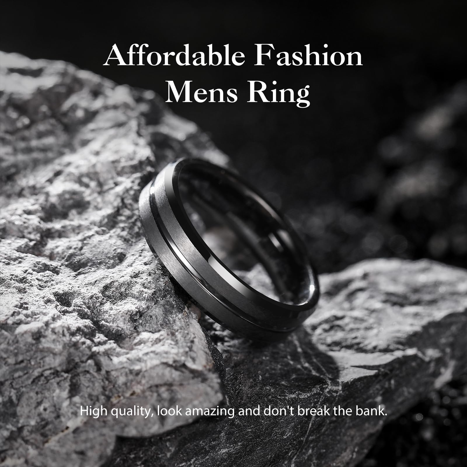 King Will - Alliance en carbure de tungstène 6 mm / 8 mm pour homme et femme, noire, dorée, bleue ou grise, avec rainure, résistante aux rayures, confortable et robuste