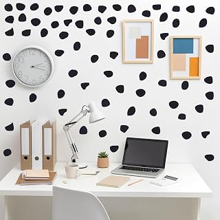Juego de 240 adhesivos para pared, diseño de lunares, color negro y gris claro