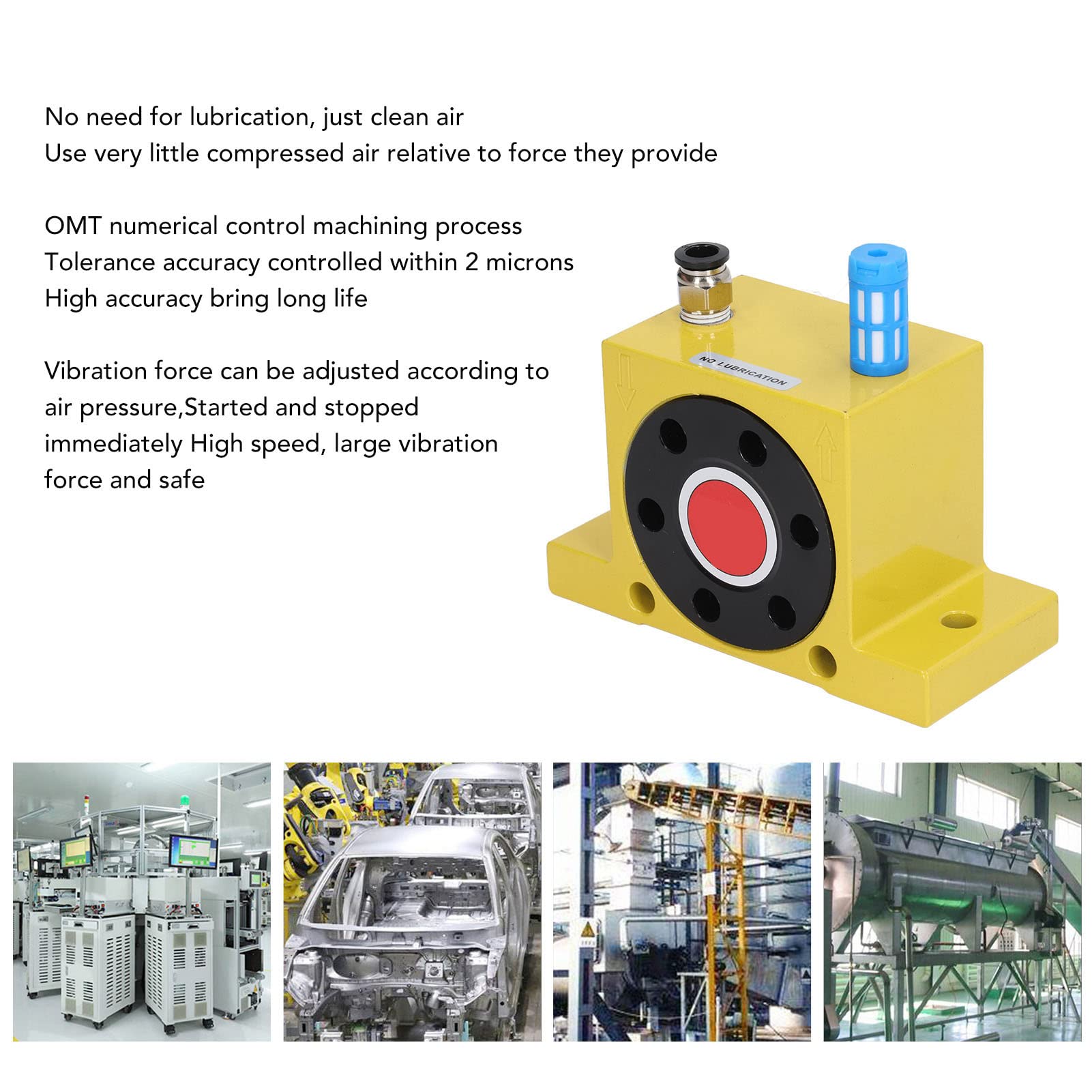 GT 20 Pneumatic Vibrator Adjustable Vibration Force Low Noise Industrial Air Turbine Vibrator for Material Conveyance - Image 2