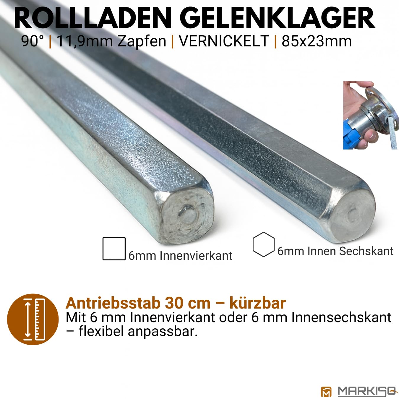 Rolladen Gelenklager 90° Lager Getriebe für Rolladen Rolladenlager Rolladen Kurbelgetriebe Gelenklager Kurbelgelenk Gelenkplatte Gelenkkurbel Rolladengelenk 90 Grad 23x85 mm 4Kant 6mm 12 mm Zapfen