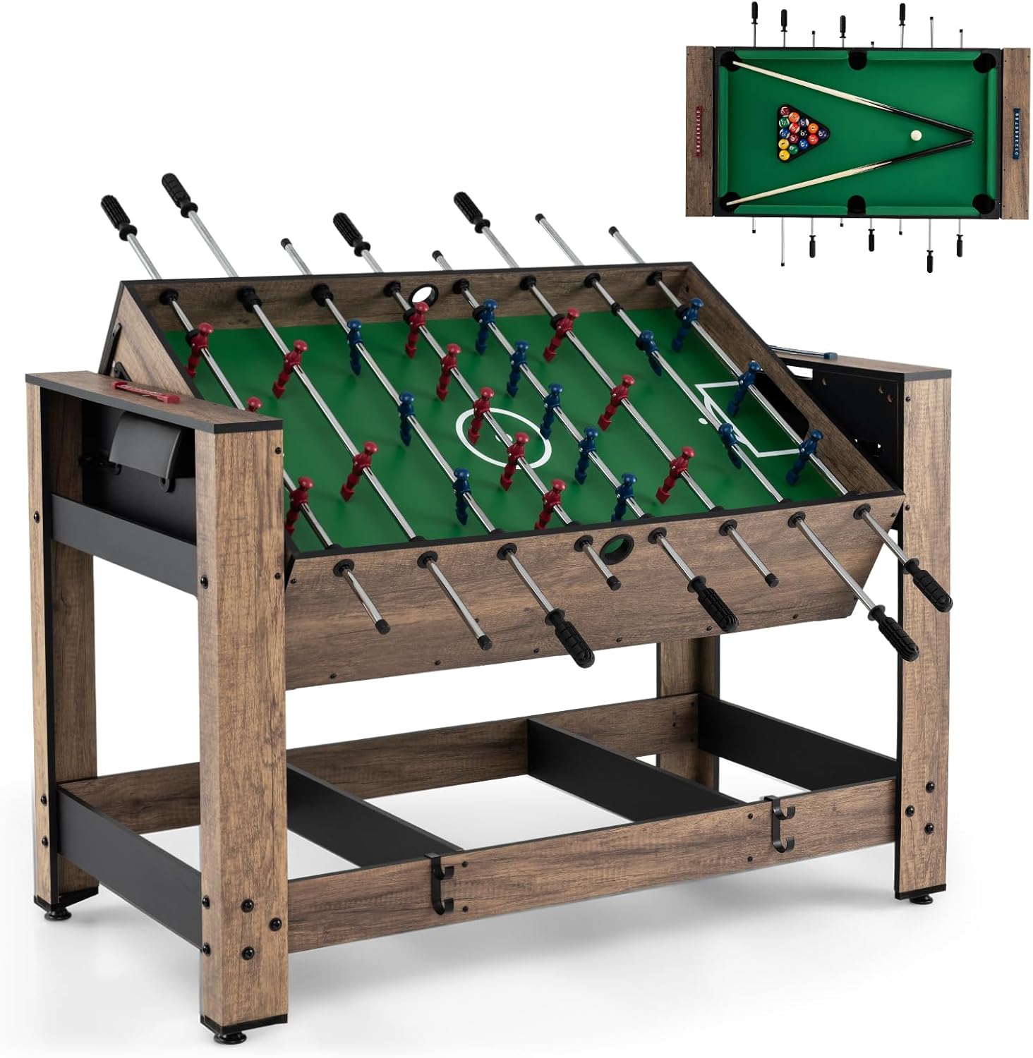 Assembled GYMAX Multi Game Table showing foosball and billiards