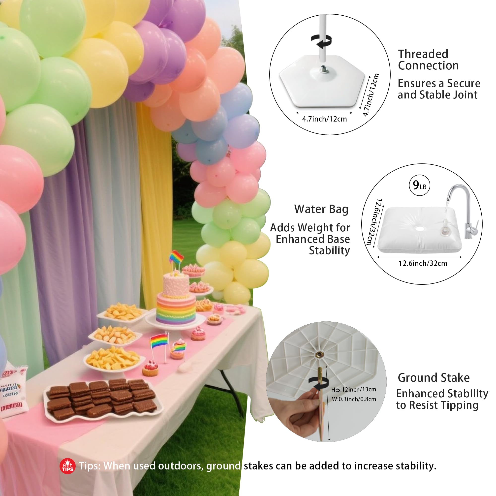 YALLOVE Kit di Supporto Per Arco a Palloncini Riutilizzabile, Telaio Regolabile Arco Palloncini Struttura per Matrimoni, Compleanni, Decorazioni per Feste, Facile da montare e Smontare