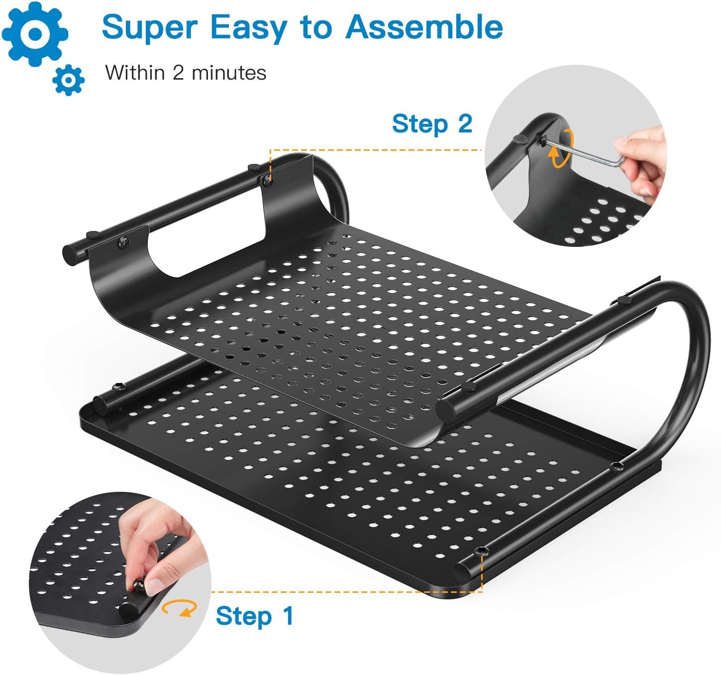 Suреr Bіg Clеаrаnсе! HUANUO Monitor Stand, Monitor Riser with Storage, Vented Computer Monitor Stand, Laptop Shelf Hold Up to 44 lbs, Desk Shelf for Printer, Screen, PC, Gaming Console, for Home & Office