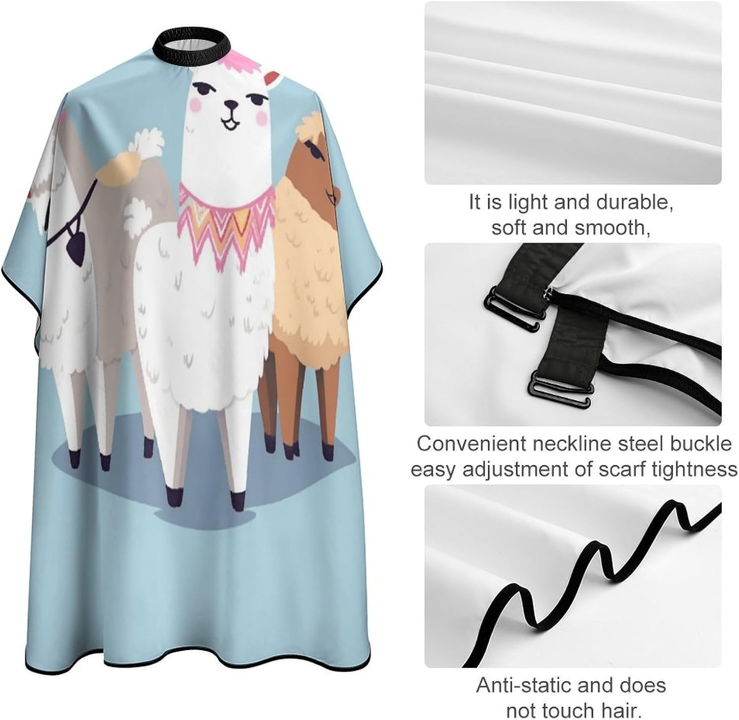 Cute Alpacas Apron for Women Men,Barber Cape with Adjustable Snap Closure,Hair Cutting Cape,66.9 X 56.7 Inches for Hair Dye, Comb-out, Styling, Shampoo