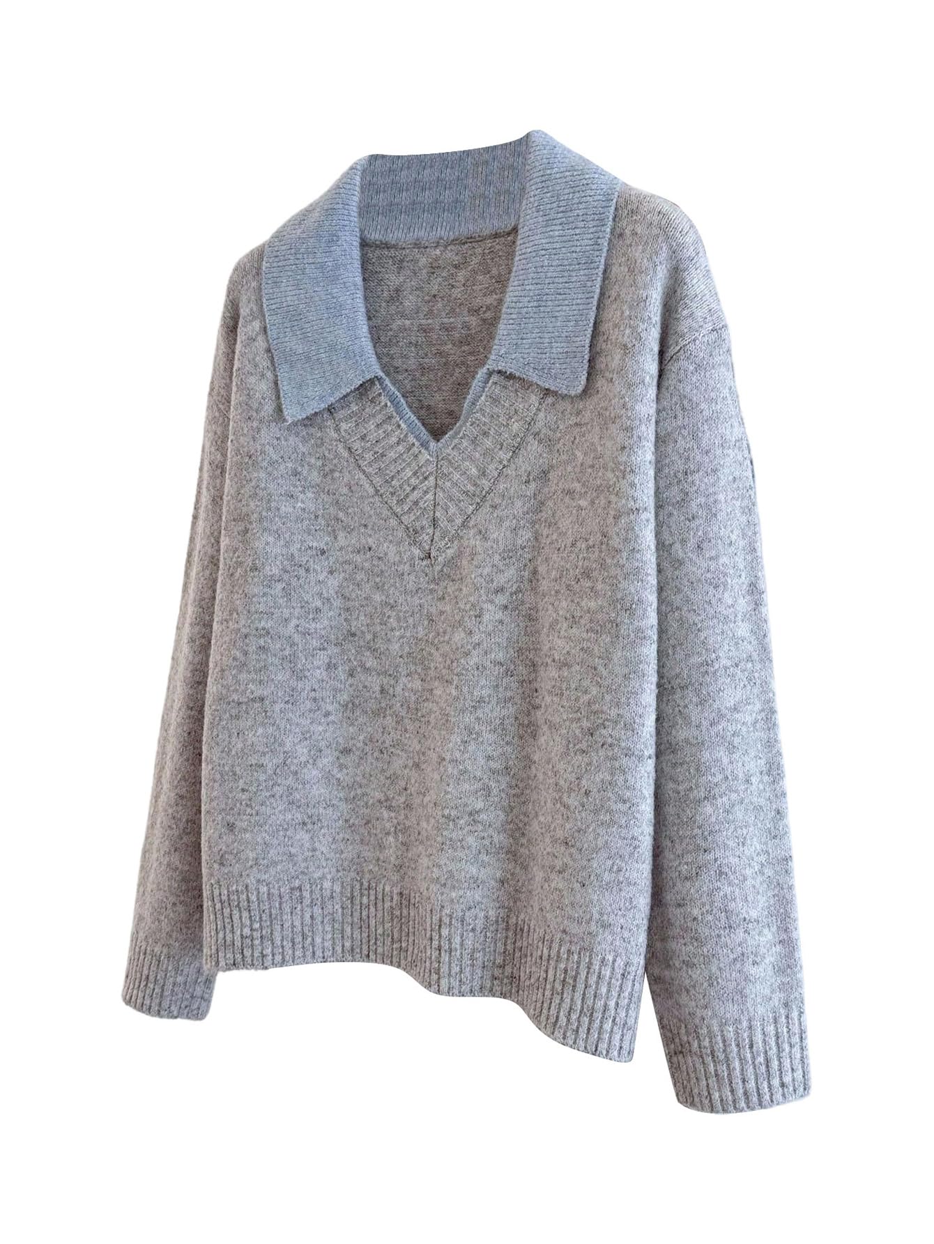 Verdusa Womens 2 in 1 Collared Pullover Sweaters Cozy Knit Tops Fall Clothes