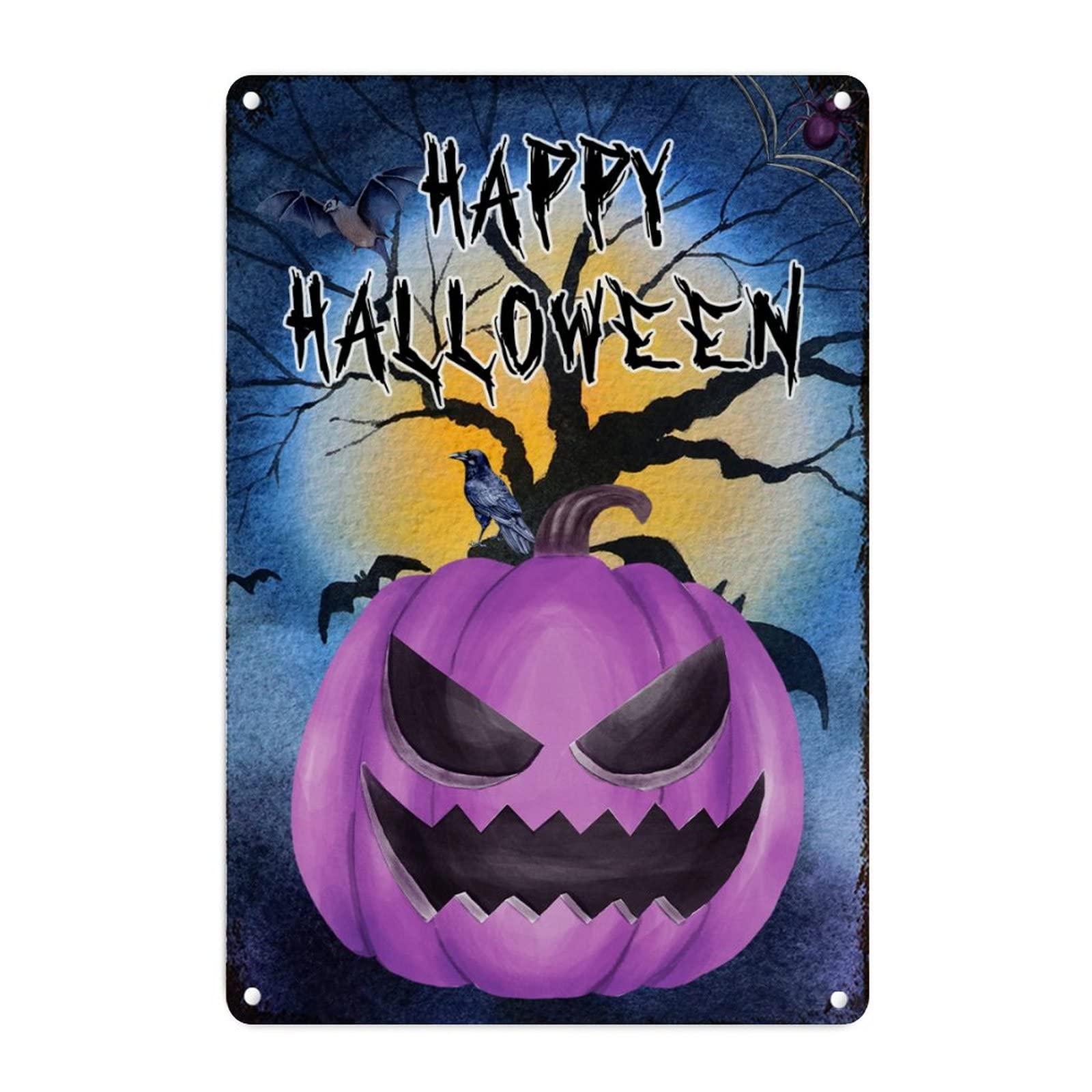Maison effrayante d'Halloween plaque métal grand format 45x30 cm