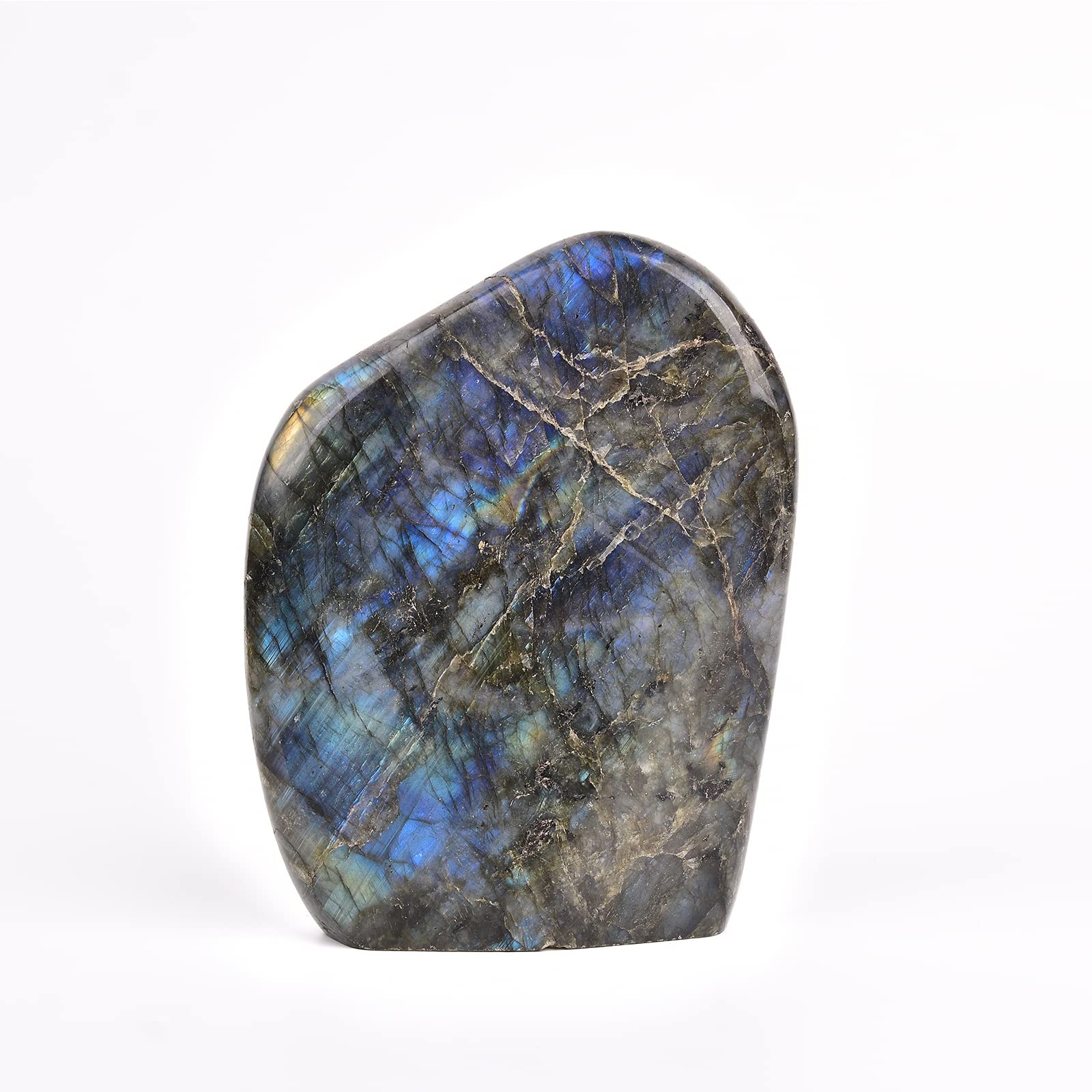 JIC Gem Class 2 Labradorite Palm Stone Crystal, Polished Healing Pocket Worry Stone for Anxiety Stress Relief 0.5-0.8 Lbs
