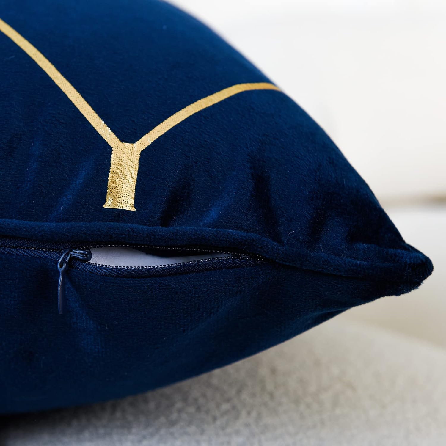 WACOMECO Gold Throw Pillow Covers, Pack of 2 Soft Velvet Decorative Cushion Covers for Couch Sofa Home Decoration, Navy Blue, 18x18 Inch - Image 6