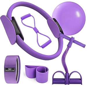 Pilates Essentials Kit for Women-Home Yoga Set Including Foot Pedal Puller Pilates Ring Figure 8 Resistance Band Pilates