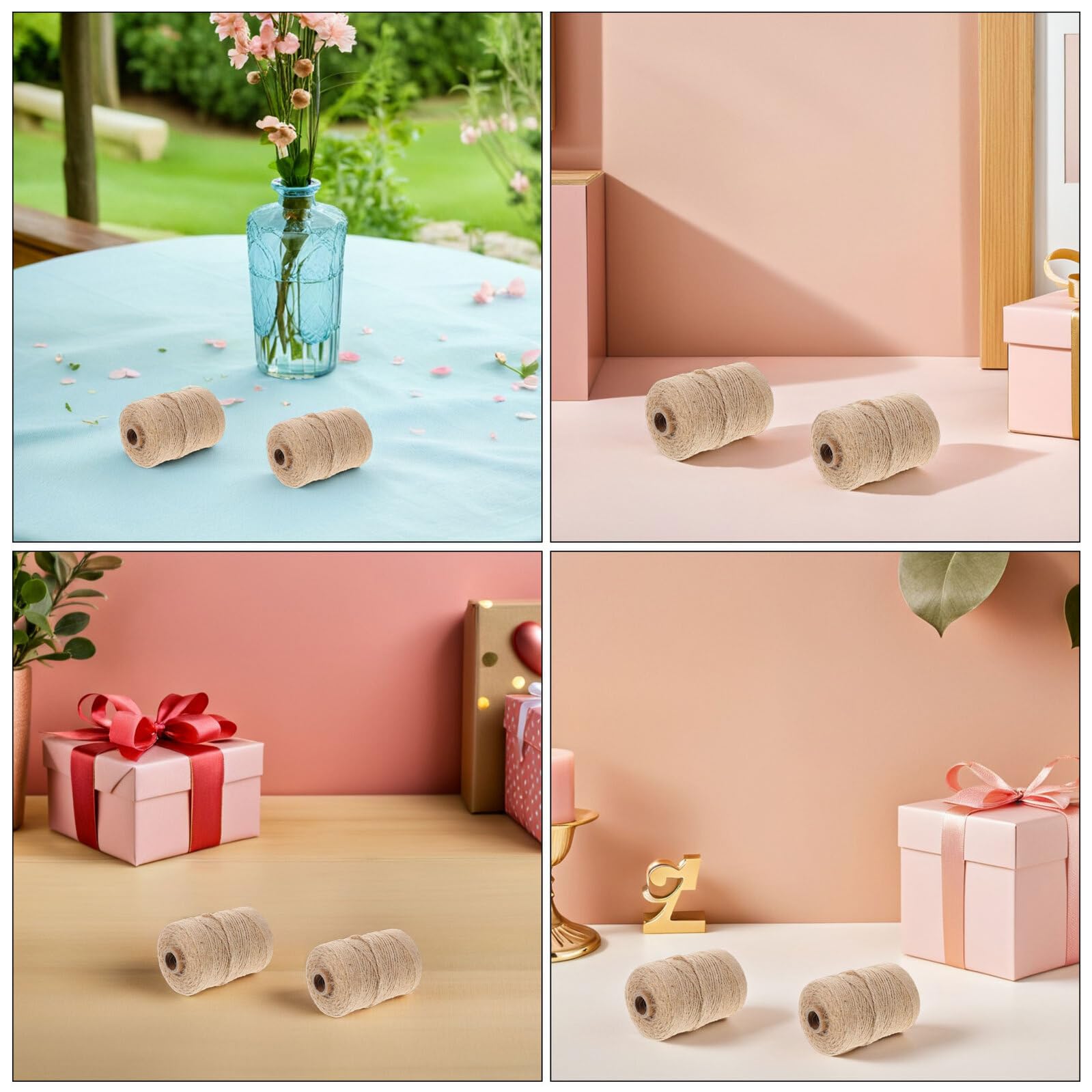 2 Corda in Juta Naturale da Spago Rustico per Giardinaggio Confezioni Regalo Decorazioni e Progetti Artigianali Filo per Legatura e Imballaggio Resistente