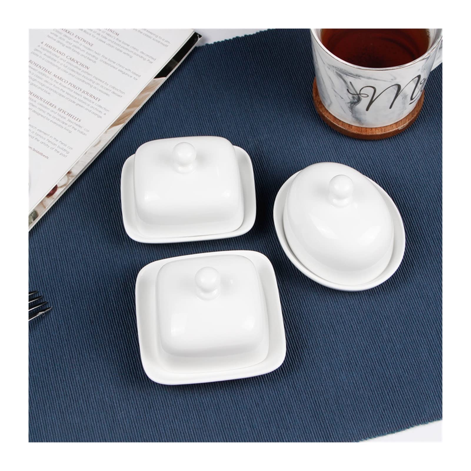 Beurrier Porcelaine Avec Couvercle Beurrier Lave-vaisselle Safe Beurrier En Porcelaine Blanche 500g - Garde Beurre Frais - Pratique Frigo Ou Plan De Travail Beurrier Verre Beurrier Design élégant Cuisine
