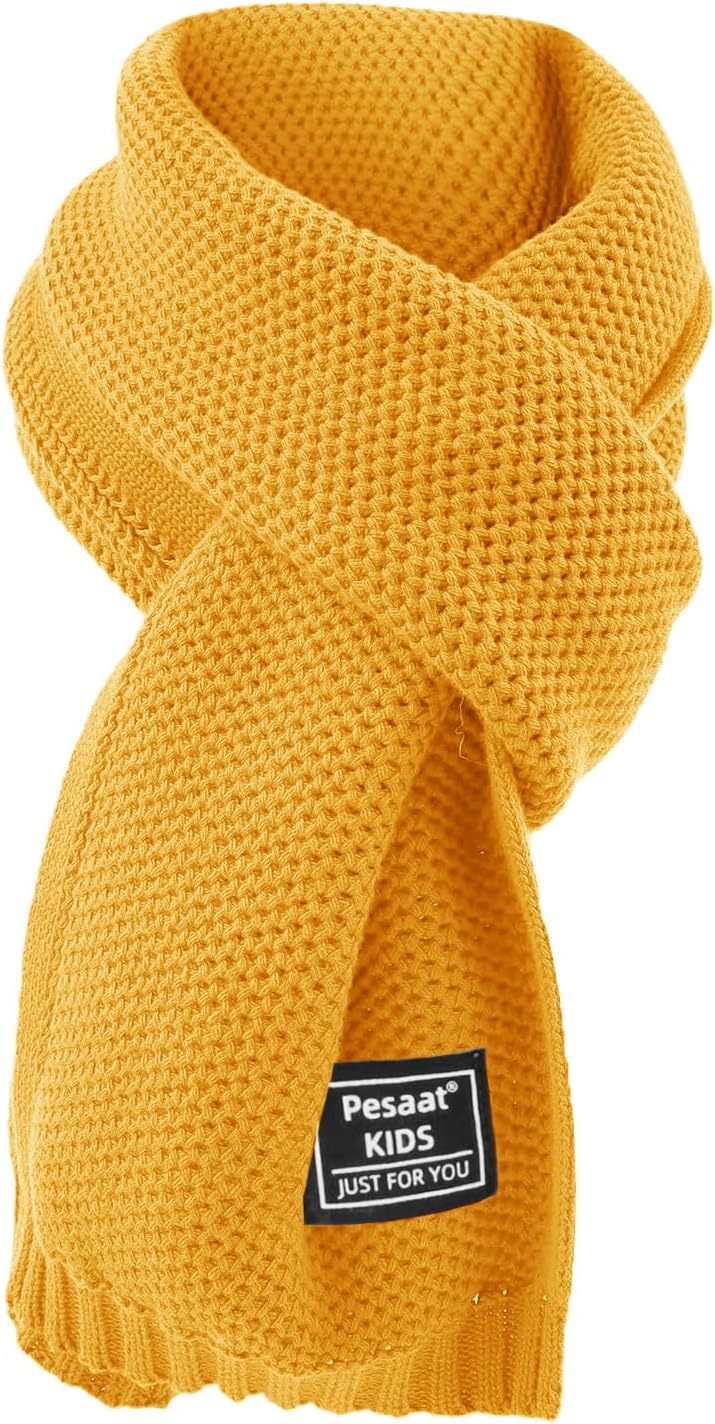 PESAAT Kids Winter Infinity Scarf Knit Toddler Boy Girls Scarves Cotton Outdoor Neck Warmer for Children 3-15 Years