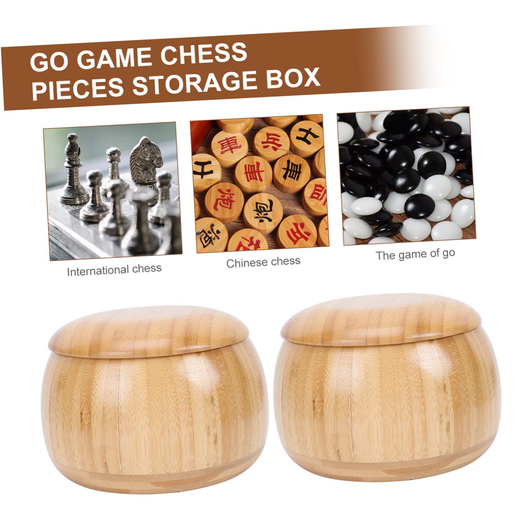 Contenedor de almacenamiento de ajedrez 1 par Go Jar Go Elementos de juego Cuenco de almacenamiento Madera caqui Backgammon Bambú Go Bowl Go Game