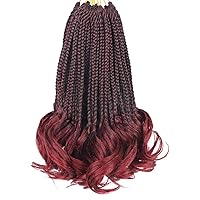Vista 77 de Cabello de ganchillo con rizos franceses, trenzas de cabello de ganchillo con puntas rizadas, 14 pulgadas, preenlazadas, trenzas de caja tipo diosa