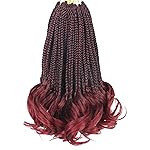 Burgundy Crochet Hair for Black Women 10 Inch 7 Packs French Curl Crochet Braids with Curly Ends Short Pre Looped Goddess Box Braids (Tbug)