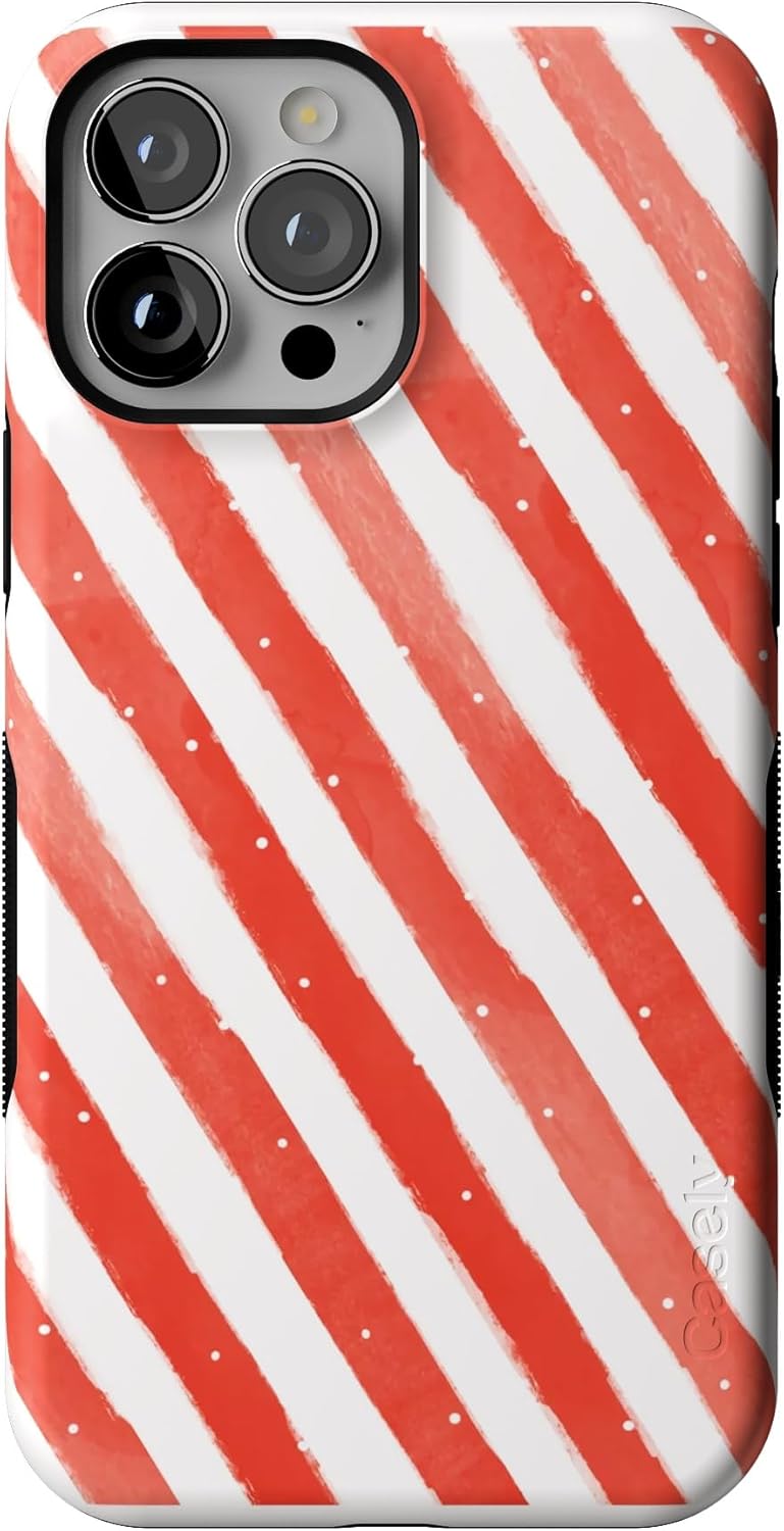 Casely iPhone 13 Pro Max Case | Candy Cane Lane | Peppermint Stripes | Compatible with MagSafe | Bold Protective Case Design