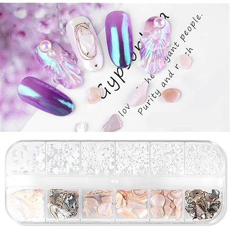 Amazon 12色セット 貝殻 パール ネイルシェル 石パーツ ネイル貝殻風 偏光色 レジン ジェルネイル ネイルアート ネイルパーツ Omosiroi シェル 通販