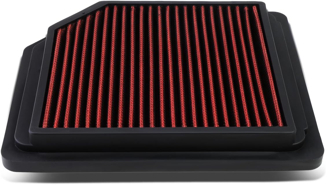 DNA Motoring AFPN-108-RD Clean Air Washable Drop In Panel Air Filter Enhance Engine Performance Power & Acceleration Improve [Compatible with 96-01 Honda Civic 1.6L CRV 2.0L]