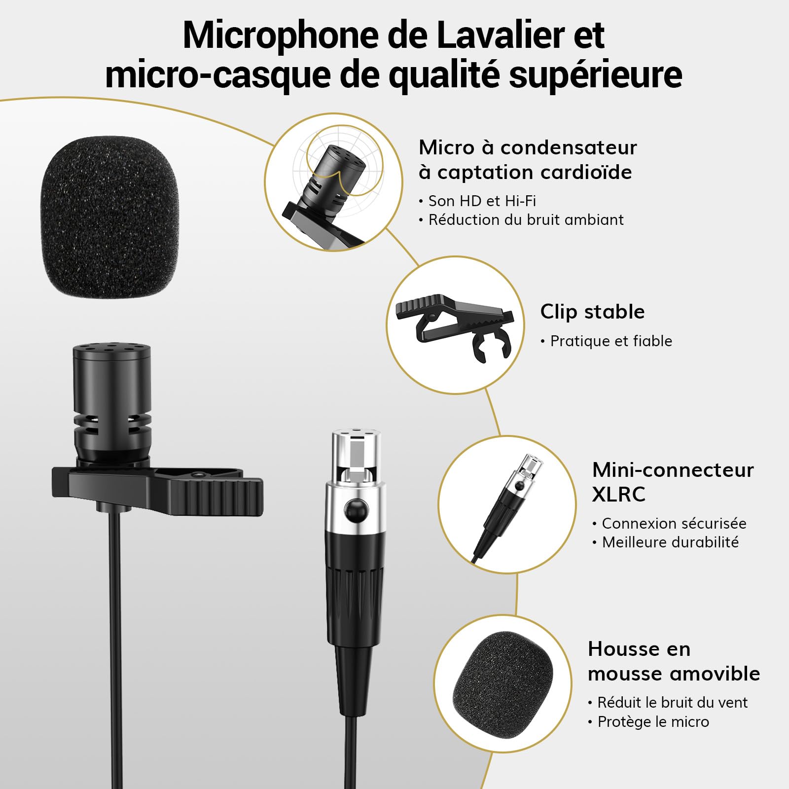 TONOR Système de Micro sans Fil avec 4 Émetteurs de Poche, 4x5 Fréquences, Portée 60m, TW364