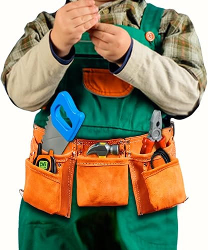 Miniatura 1 de VIRTIONZ - Cinturón de herramientas de cuero para niños, disfraz de juego de simulación con correa ajustable que se adapta a cinturas de 20 a 45