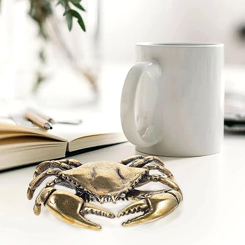 Miniatura 6 de BESPORTBLE Cangrejo de latón escultura de cangrejo, mini figura de cangrejo, decoración de latón de animales, escultura de cangrejo de la suerte