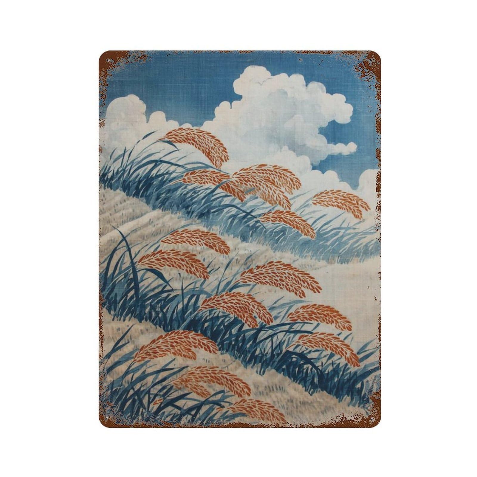 xiaoxiaoshen Japanese Meadow Wall Decor Art Metal Tin Poster Modern Home Decor Art Home Bar Shop Decorations Vintage Sign 40x30cm