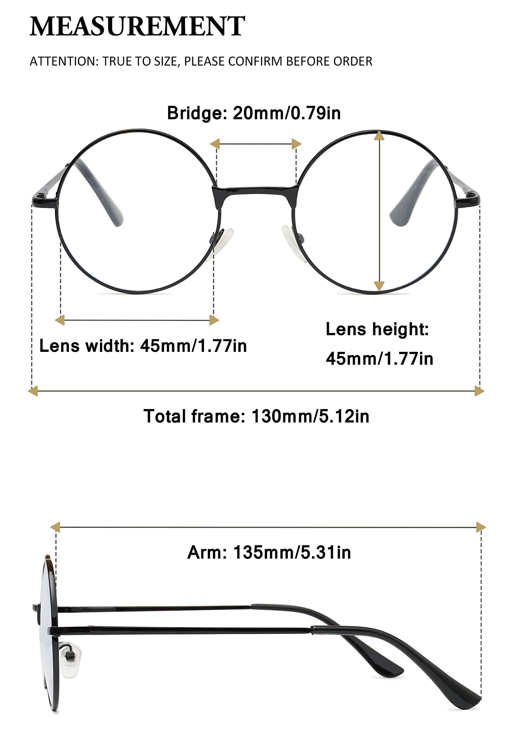 VEVESMUNDO Redondas Gafas de Lectura para Leer - Retro Vintage Metalica Gafas Vista para Mujer Hombre
