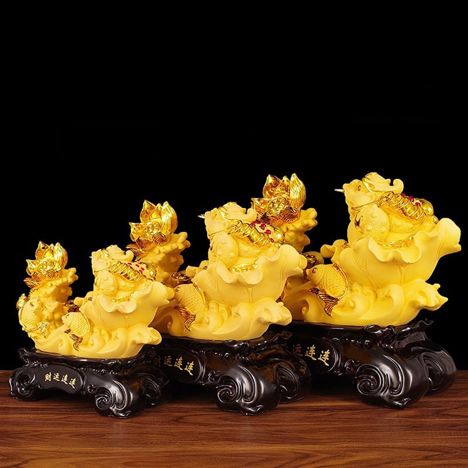 Buddha Statue Home Decor Sammeln Sie Geld Dreibeinige Kröte Ornament Lotus Karpfen Zen Dekoration Goldener Frosch Feng Shui Statue Feng Shui Deko (Size : Small)