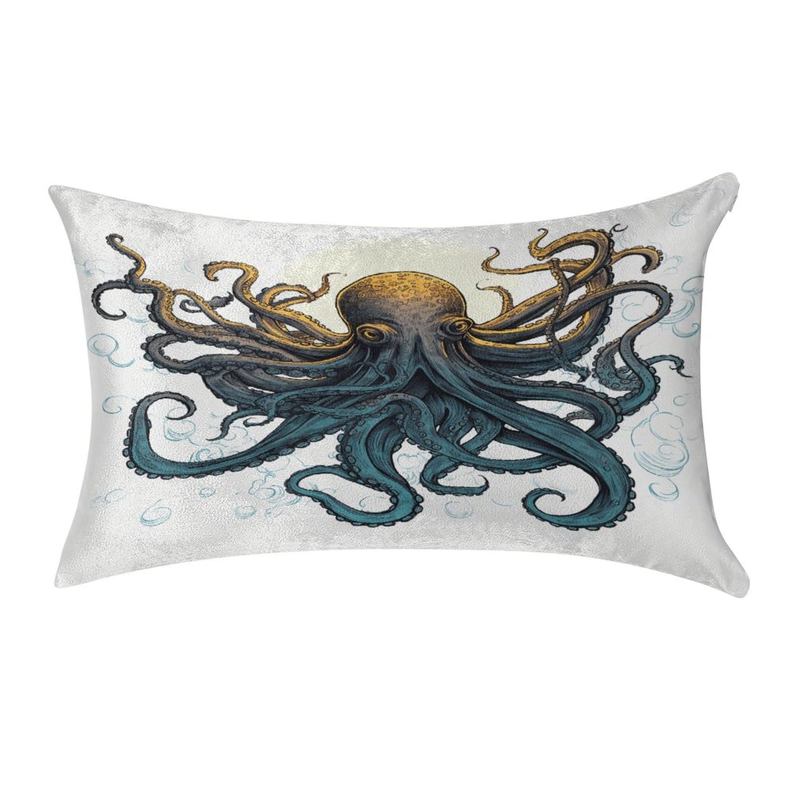 VstaDank Sun Ocean Octopus Throw Pillow Cover 12"×20" Ultra Soft Pillowcase Cozy Lumbar Pillow Shell Gold Velvet Exquisite Decorative Cushion Sham Protector for Couch Sofa Bedroom