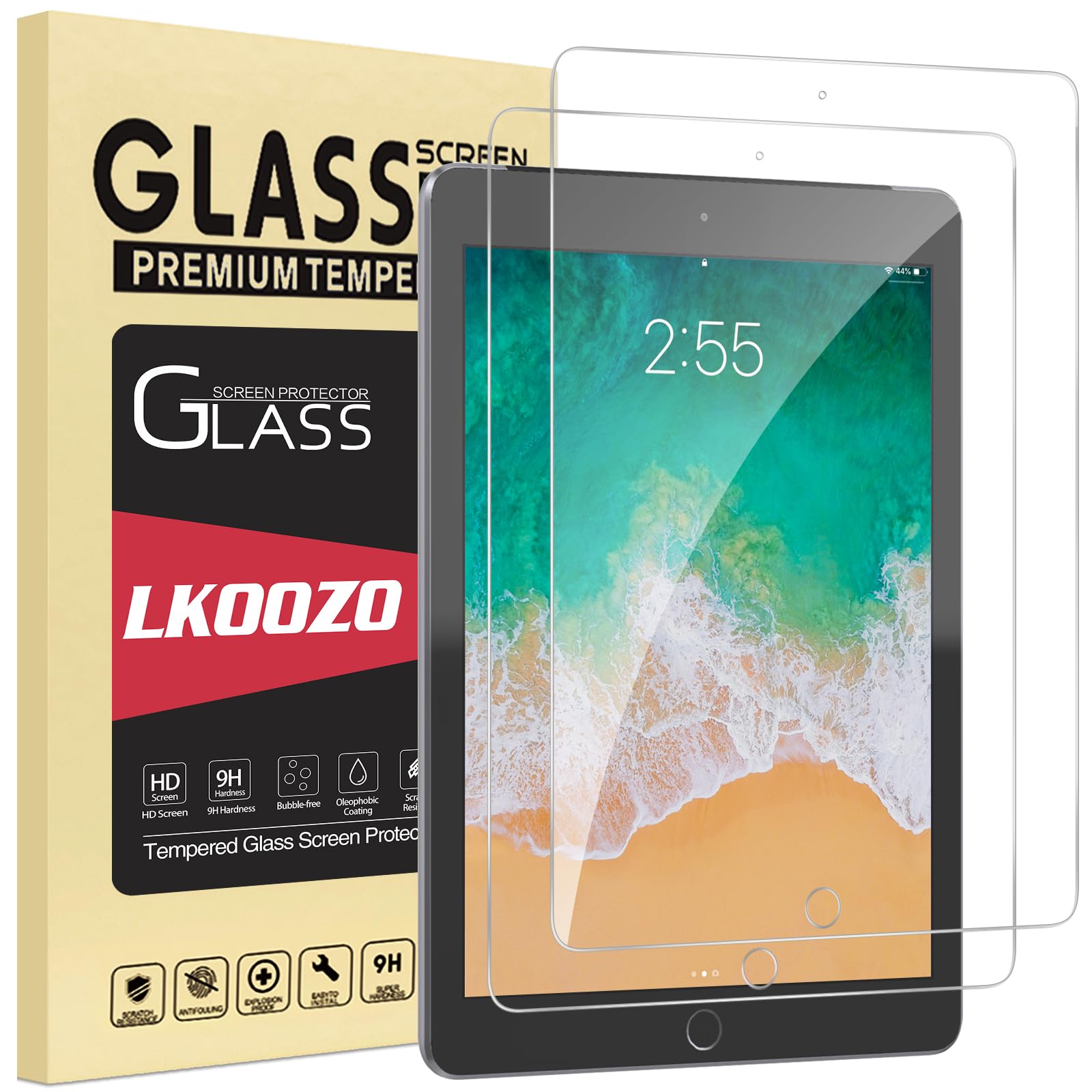 LKOOZO [2 Stück Schutzfolie für iPad 9,7 Zoll (6./5. Generat