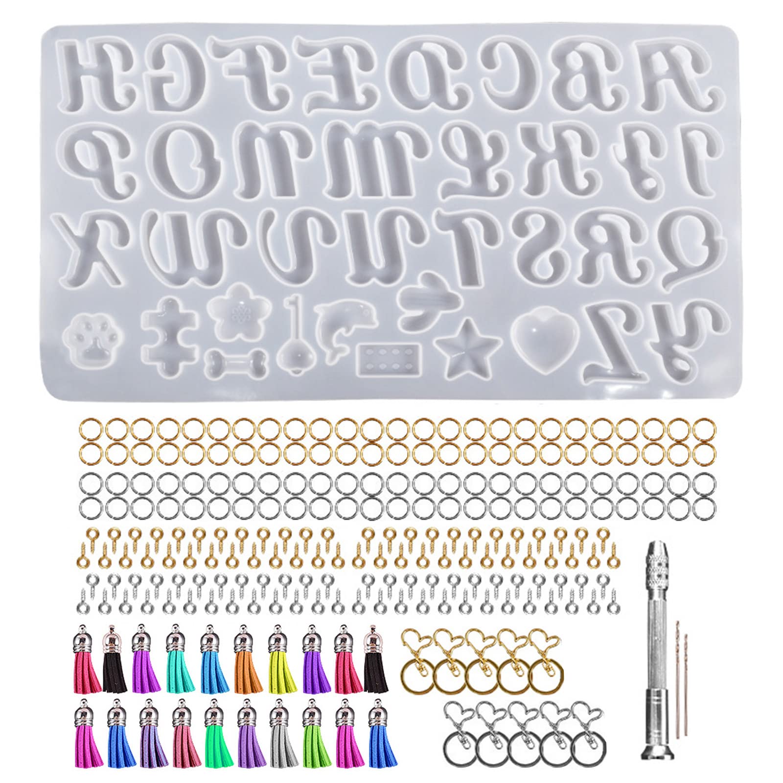 Moldes de resina de letras para crear llaveros sin herramientas adicionales