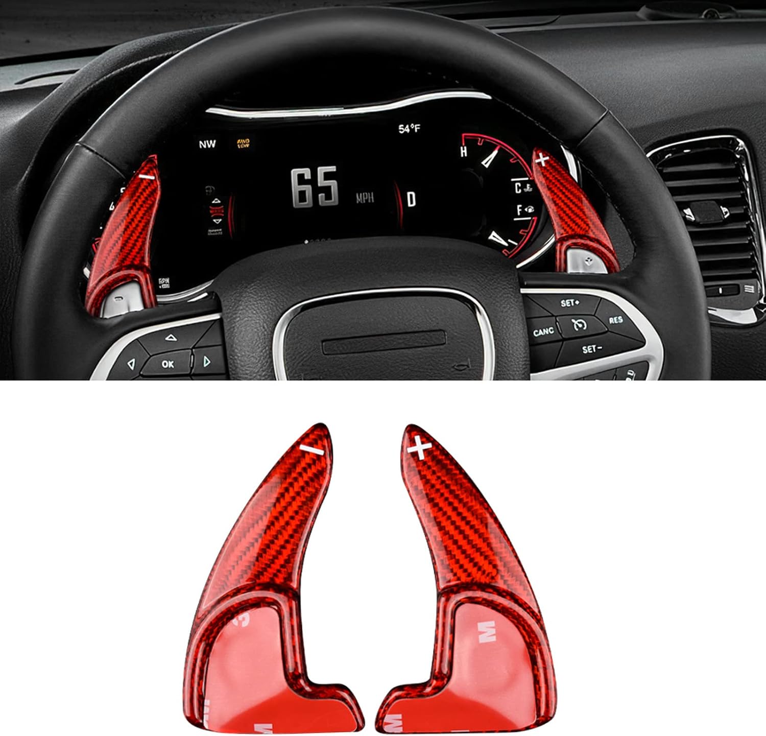 AIRSPEED Carbon Fiber Steering Wheel Paddle Shifter Extensions Cover shift paddles Interior Trim Accessories for Dodge Charger/Challenger SRT 2015-2022 Durango SRT 2014-2022 (Black)